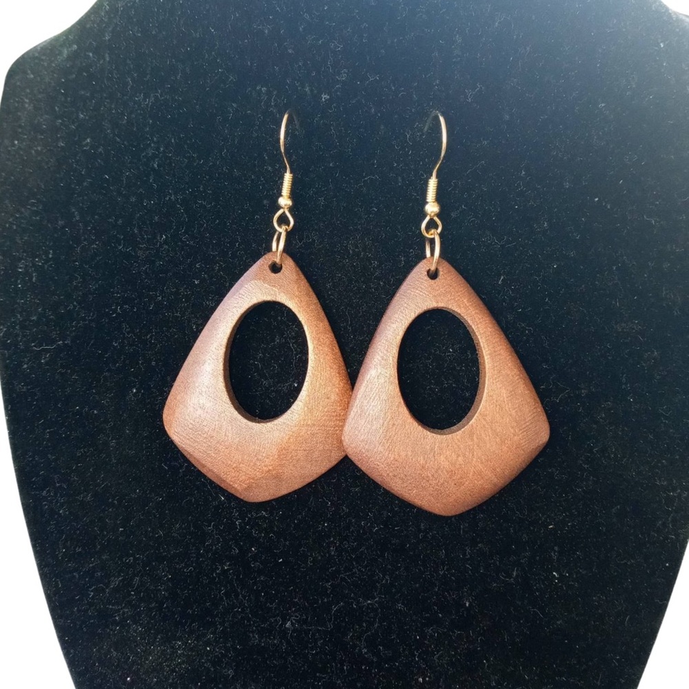 NWT Bohemian Wooden Hook Earrings